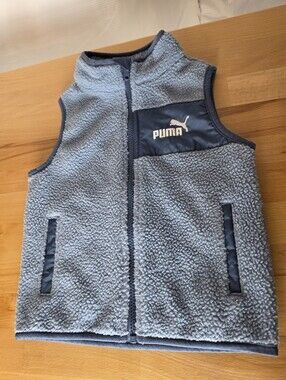 PUMA Kids Sherpa Fleece Vest 4T Blue Full Zip Outdoor Cozy Sporty Gorpcore